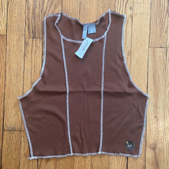 Tilly's Tops - Brown high neck seam tank top